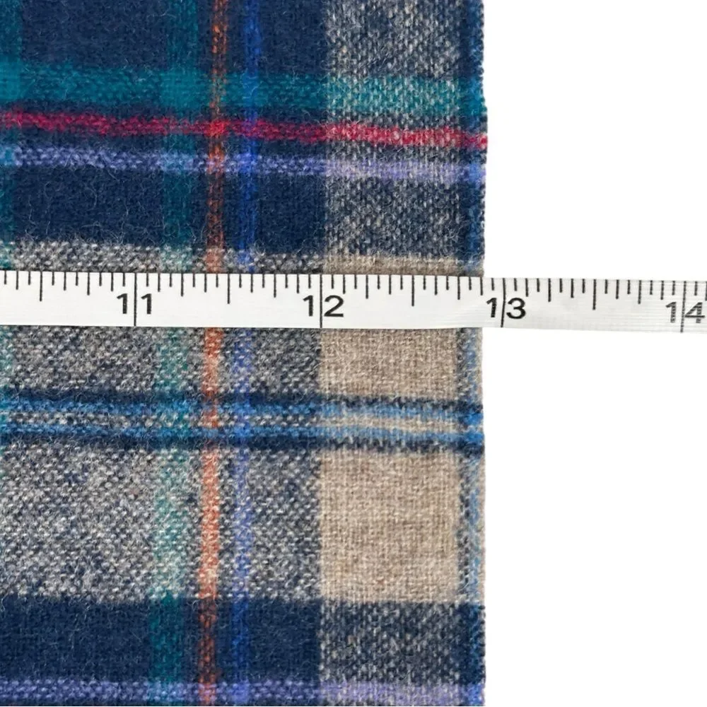 Pendleton Blue Virgin Wool Fringed Heritage Plaid Blanket Scarf Unisex USA Made